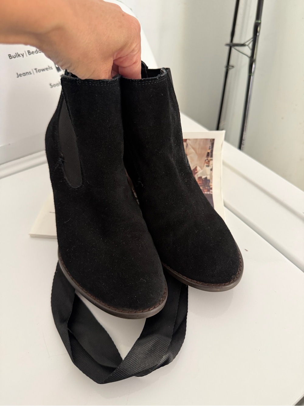 Lucky Brand Black Suede Chelsea Ankle Boots